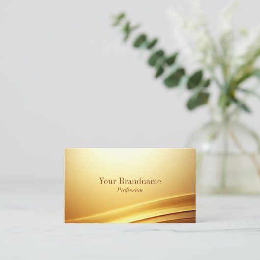 Elegante gouden beige curve decor zeer indrukwekke visitekaartje (Staand voorkant)