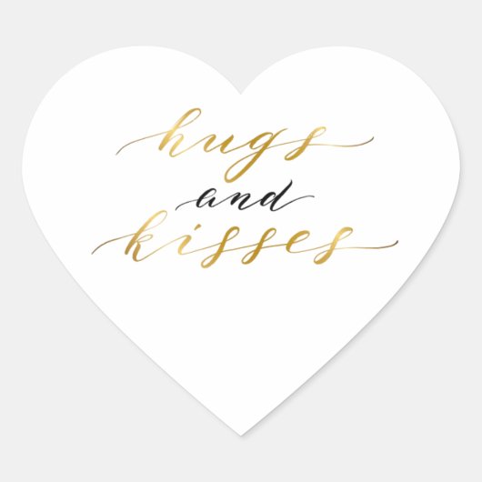 Elegante gouden belettering knuffels en kussen hart sticker (Voorkant)