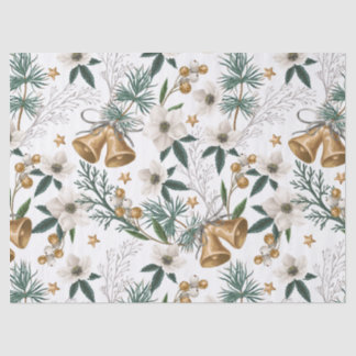 Elegante gouden bellen en wit winterbloemmotief tissuepapier