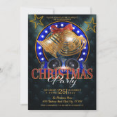 Elegante gouden belletjes en gouden sterren Kerstm Kaart (Voorkant)