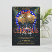 Elegante gouden belletjes en gouden sterren Kerstm Kaart (Staand voorkant)