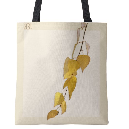 Elegante Gouden Berkenblad Monogram Kerstcadeau Tote Bag