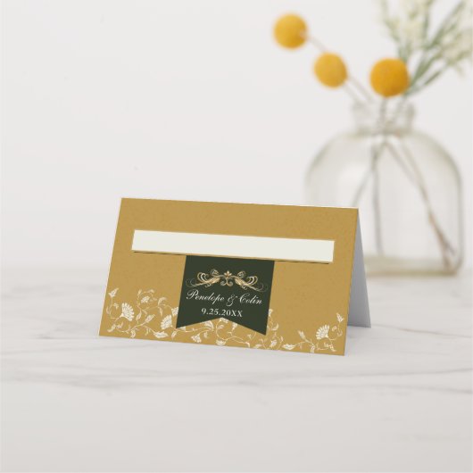 Elegante  Gouden Bibliotheek Trouwplaatskaarten Plaatskaartje (Voorkant)