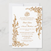 Elegante gouden blad islamitische bruiloft kaart (Voorkant)