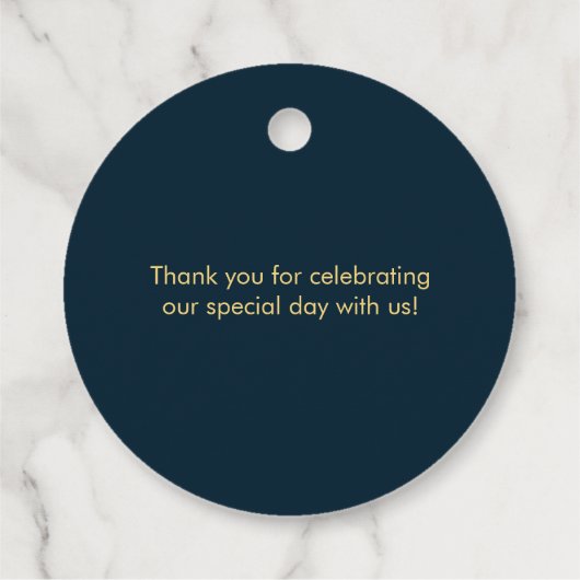 Elegante gouden bladeren bruiloft gunst labels (Achterkant)