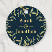 Elegante gouden bladeren bruiloft gunst labels (Voorkant)