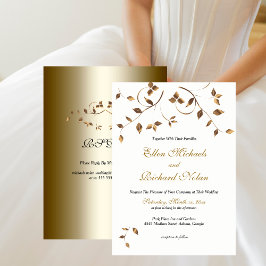 Elegante gouden bladeren bruiloft met RSVP Kaart