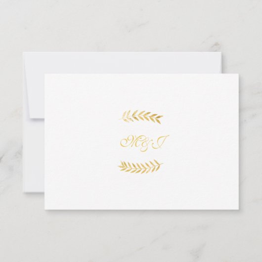 Elegante Gouden Bladeren Bruiloft RSVP Kaartje (Achterkant)