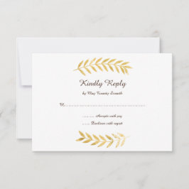 Elegante Gouden Bladeren Bruiloft RSVP Kaartje