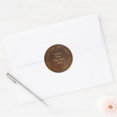 Elegante Gouden Bladeren Bruine Kerst Warme Chocom Ronde Sticker (Envelop)