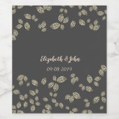 Elegante gouden bladeren chic wijn etiket (Enkel label)