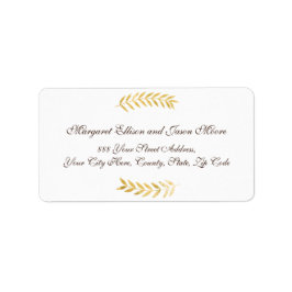Elegante gouden bladeren en donkerbruin adres etiket