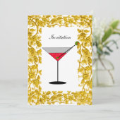 Elegante gouden bladeren evenement uitnodiging (Staand voorkant)