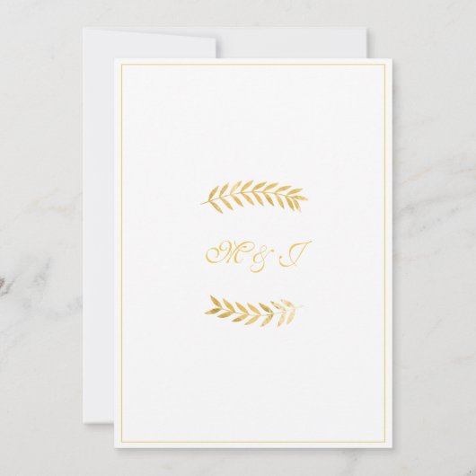 Elegante Gouden Bladeren Gouden en Bruine bruiloft Kaart (Achterkant)