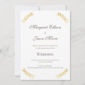 Elegante Gouden Bladeren Gouden en Bruine bruiloft Kaart (Voorkant)