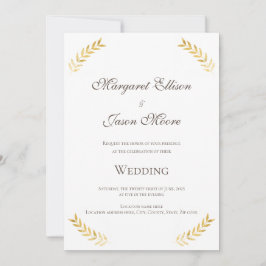 Elegante Gouden Bladeren Gouden en Bruine bruiloft Kaart