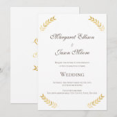 Elegante Gouden Bladeren Gouden en Bruine bruiloft Kaart (Voorkant / Achterkant)