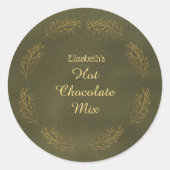Elegante Gouden Bladeren Kerst Warme Chocolademix Ronde Sticker (Voorkant)