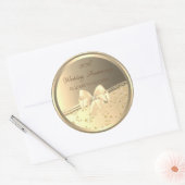 Elegante gouden bladeren, lint jubileum ronde sticker (Envelop)