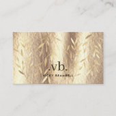 Elegante gouden bladeren moderne monogram kunstena visitekaartje (Voorkant)