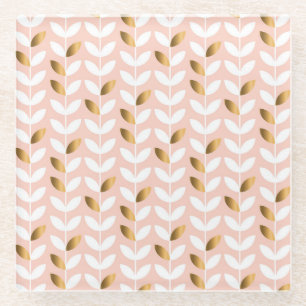 Elegante gouden bladeren: rozig . glazen onderzetter