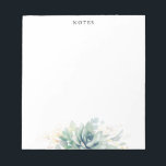 Elegante Gouden Bladeren Succulenten Groene Kleur Notitieblok<br><div class="desc">Waterverf succulenten en gouden groene bladeren elegante notitieblokken</div>