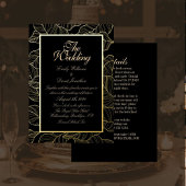 Elegante gouden bladeren zwart folie uitnodiging