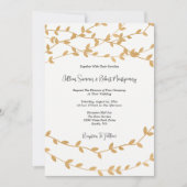 Elegante gouden bladeren zwart-wit bruiloft kaart (Voorkant)