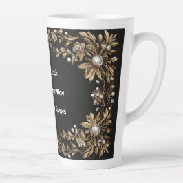 Elegante gouden bladlijst versierd met parels latte mok