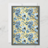 Elegante gouden blauwe bloem verrassing verjaardag save the date (Achterkant)