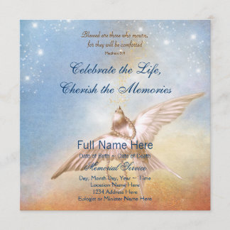 Elegante gouden blauwe duif in liefdevolle herinne kaart