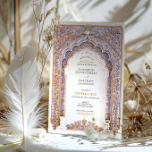 Elegante gouden & blauwe filigraan bruiloft kaart