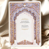 Elegante gouden & blauwe filigraan bruiloft kaart