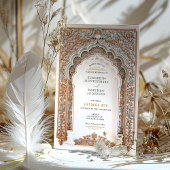 Elegante gouden & blauwe filigraan bruiloft kaart