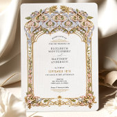 Elegante gouden & blauwe filigraan bruiloft kaart