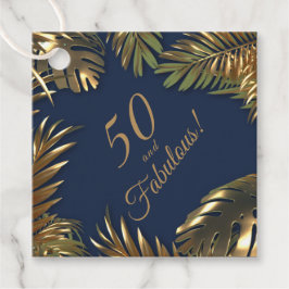 Elegante gouden blauwe foto 50 Fabulous Birthday Bedankjes Labels