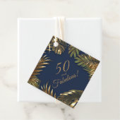 Elegante gouden blauwe foto 50 Fabulous Birthday Bedankjes Labels (In situ)