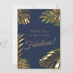 Elegante gouden blauwe foto 50 Fabulous Birthday Bedankkaart