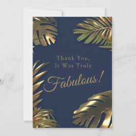 Elegante gouden blauwe foto 50 Fabulous Birthday Bedankkaart