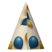 ​Elegante Gouden & Blauwe Glitter Ballonnen Verjaa Feesthoedjes (Achterkant)