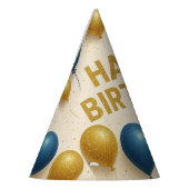 ​Elegante Gouden & Blauwe Glitter Ballonnen Verjaa Feesthoedjes (Links)