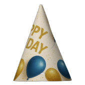 ​Elegante Gouden & Blauwe Glitter Ballonnen Verjaa Feesthoedjes (Rechts)