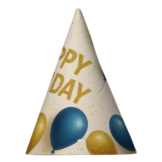 ​Elegante Gouden & Blauwe Glitter Ballonnen Verjaa Feesthoedjes (Rechts)