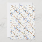 Elegante Gouden Blauwe Lintjes Bruiloft Kaart (Achterkant)