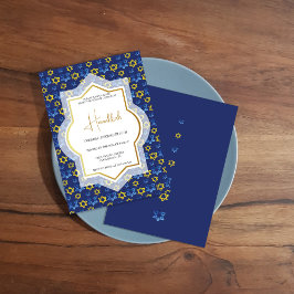 Elegante gouden blauwe sterren van David Waterverf Kaart