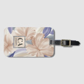 Elegante Gouden Blauwe Zilveren Bloem Glitter Mono Bagagelabel (Voorkant (horizontaal))