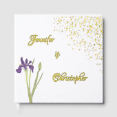 Elegante gouden & Bleke Paarse Waterverf Iris brui Gastenboek (Voorkant)