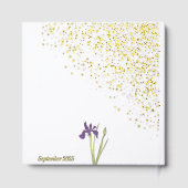 Elegante gouden & Bleke Paarse Waterverf Iris brui Gastenboek (Achterkant)