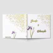 Elegante gouden & Bleke Paarse Waterverf Iris brui Gastenboek (Volledig)