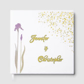 Elegante gouden & Bleke Paarse Waterverf Iris brui Gastenboek (Voorkant)